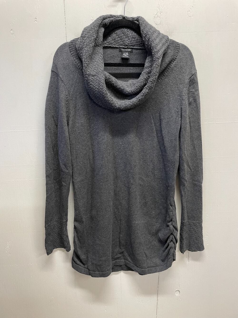 Calvin Klein Women's Cowl Neck Sweater Ruching Detail on Lower Sides Size XL